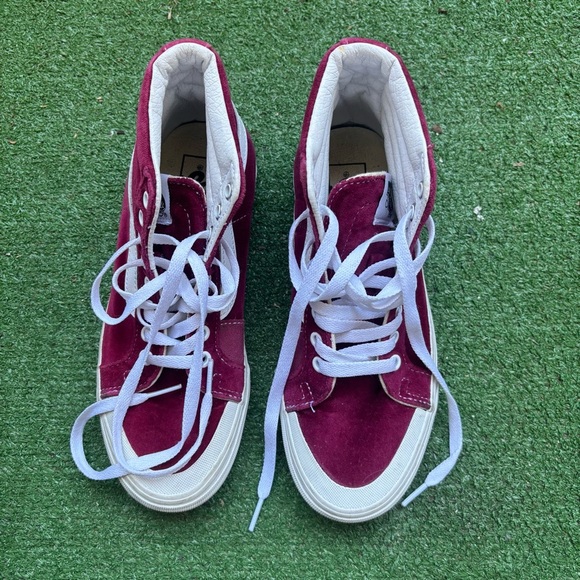 VANS SK8 Hi Beet Red Suede Retro Skateboard Shoes Size 5.5 Men 7 Women - Picture 3 of 7